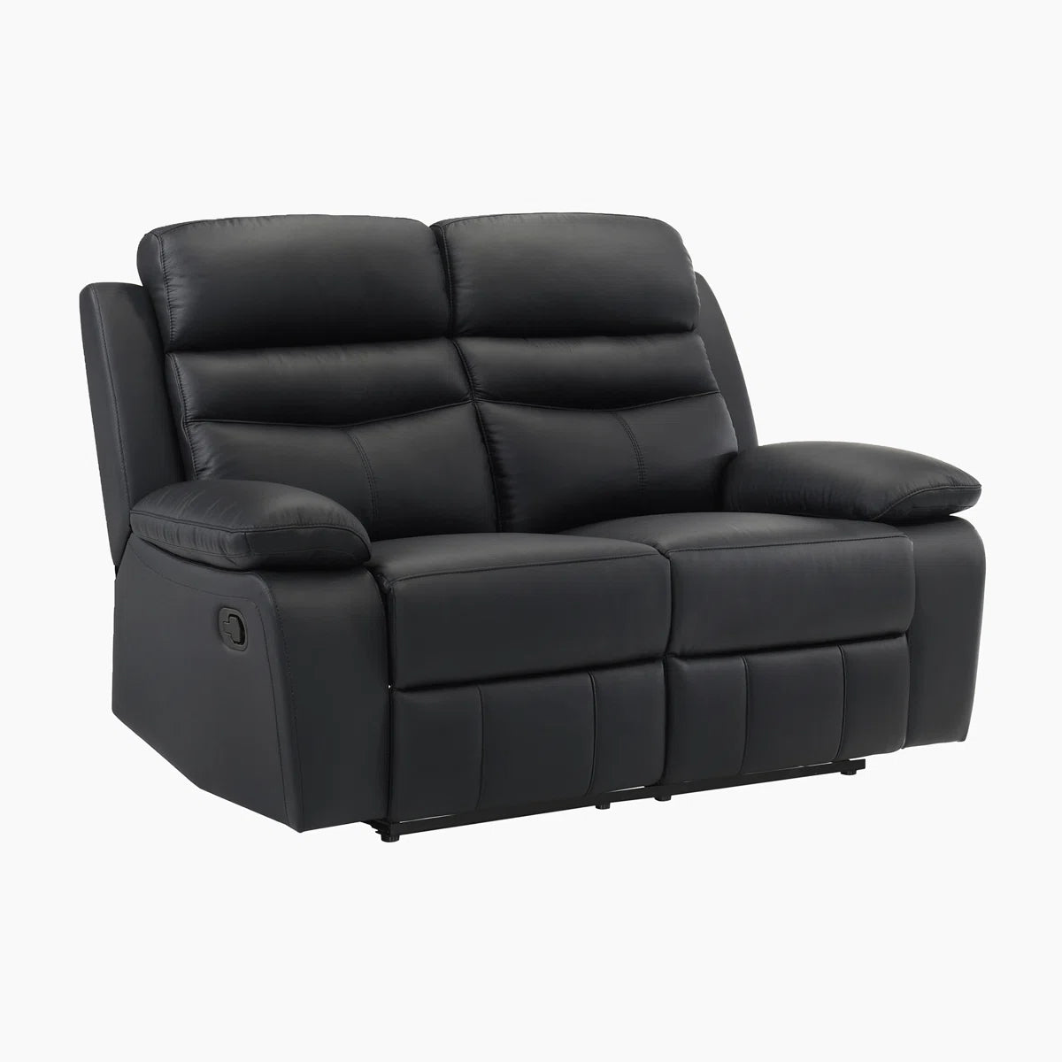 Loveseat Manual Recliner Sofa 2 Seater Reclining Chair with Footrest Color Cream White (Black)