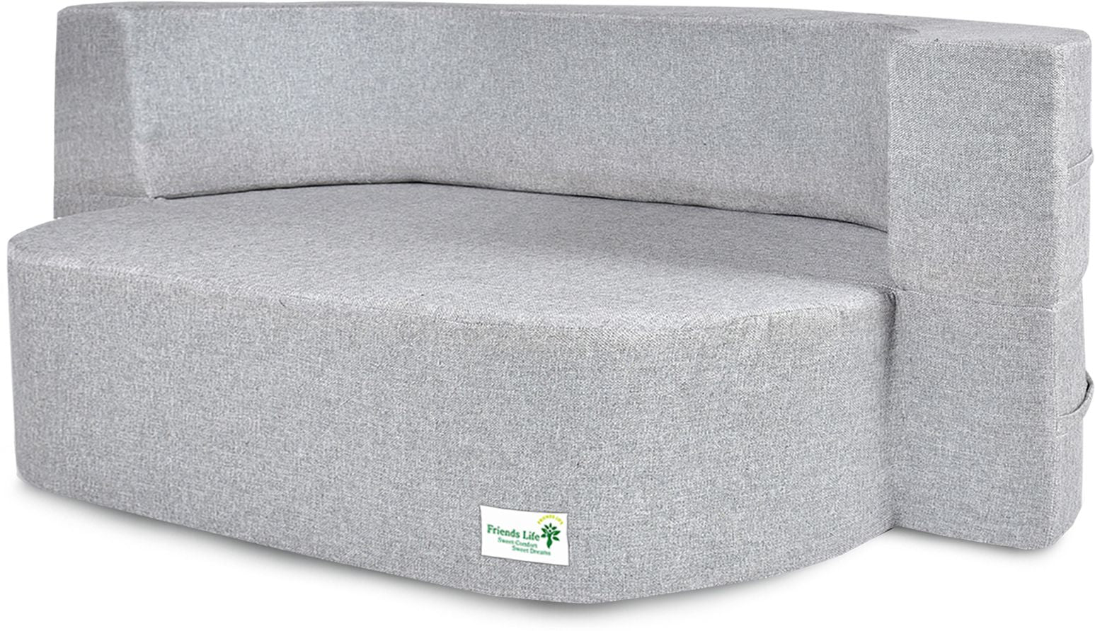 FRIENDS LIFE 3 Seater Sofa Cum Bed | 1 Years Warranty | Foldable Sofacum Bed | 3 Pillow | Jute Finish Fabric, Silver (47X72X14) inches Comfort for All Sofa Cum Bed for Living Room & Guests (N-FL5038)