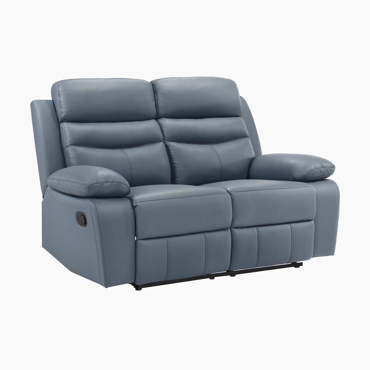 Loveseat Recliner Sofa 2 Seater Reclining Chair with Footrest Color Cream White (Blue)