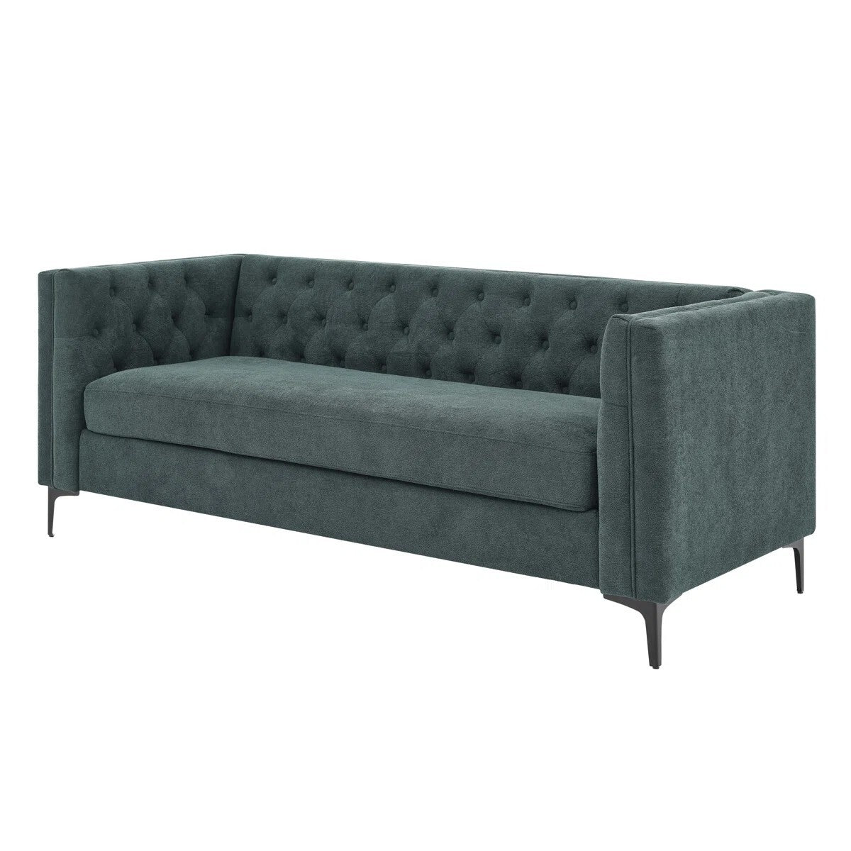 Devonaire Modern Tufted Design Sofa 3 Seater | Loveseat with Armrest, Metal Legs – Blue Living Room Sofa