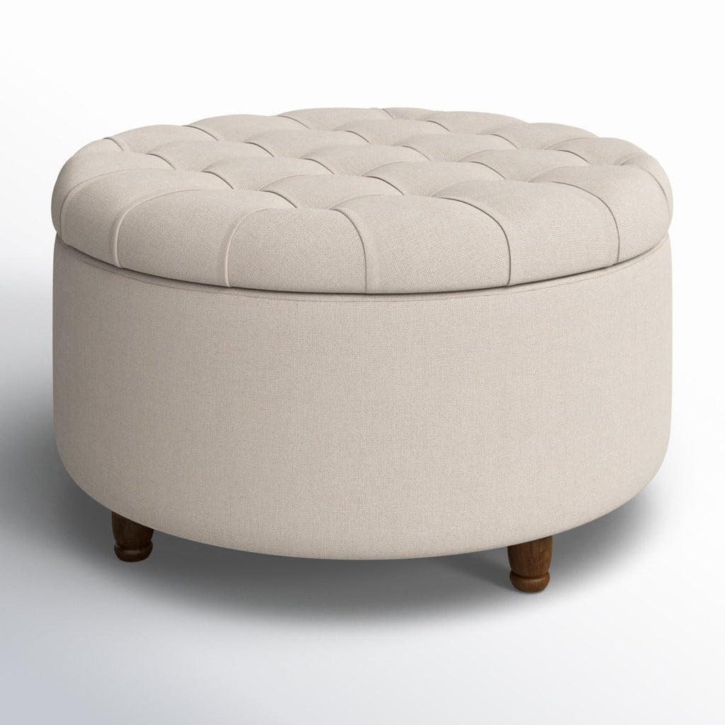 Noelle 28" Ottoman with Storage Pouf Stool for Sitting and Footrest Stool