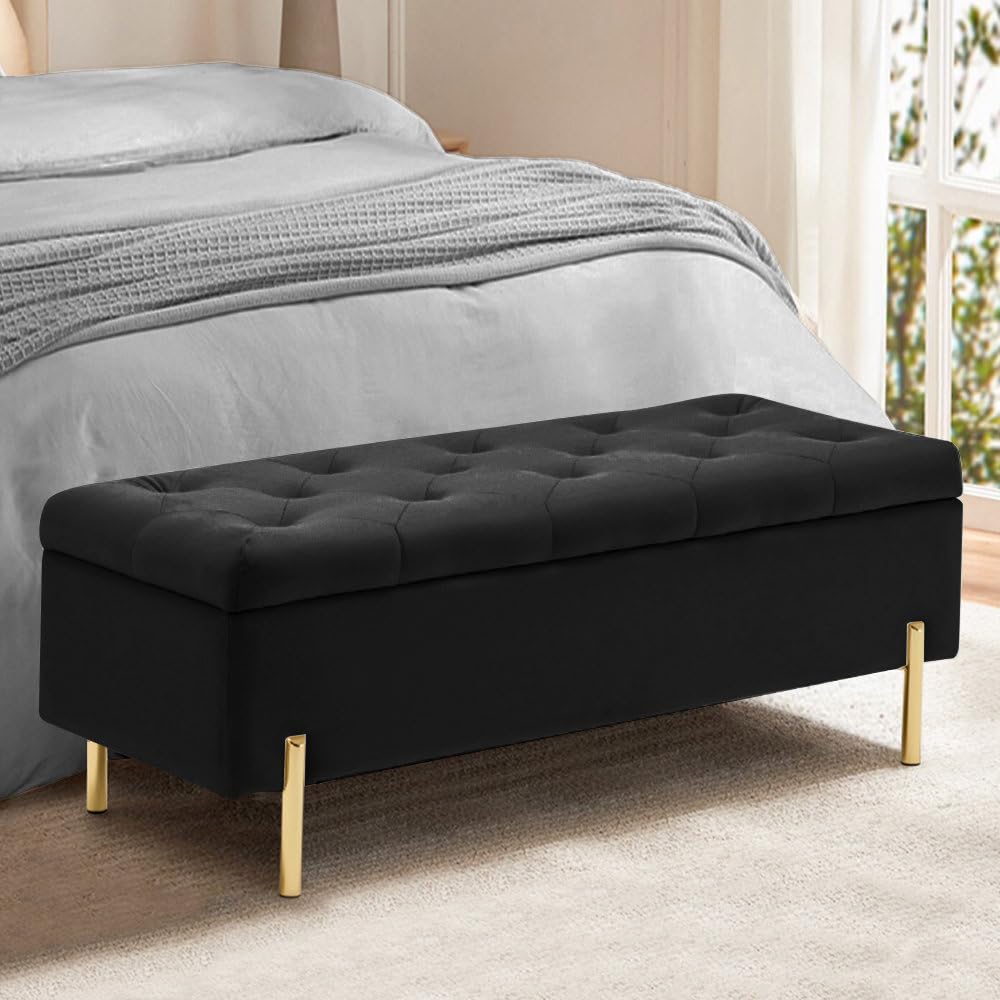 45'' Velvet Storage Bench Ottoman,Versatile Seating with Hidden Storage