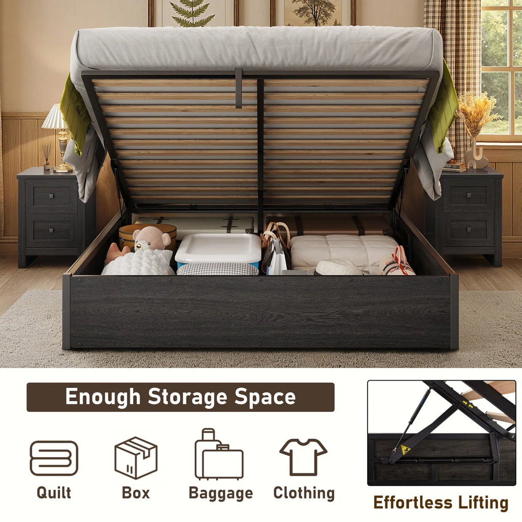 Shila Lift Up Storage Bed Black