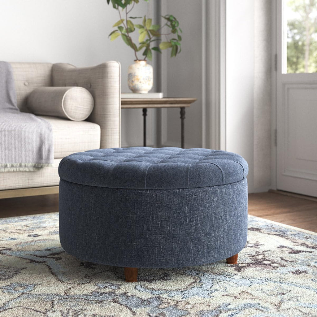 Noelle 28" Ottoman with Storage Pouf Stool for Sitting and Footrest Stool