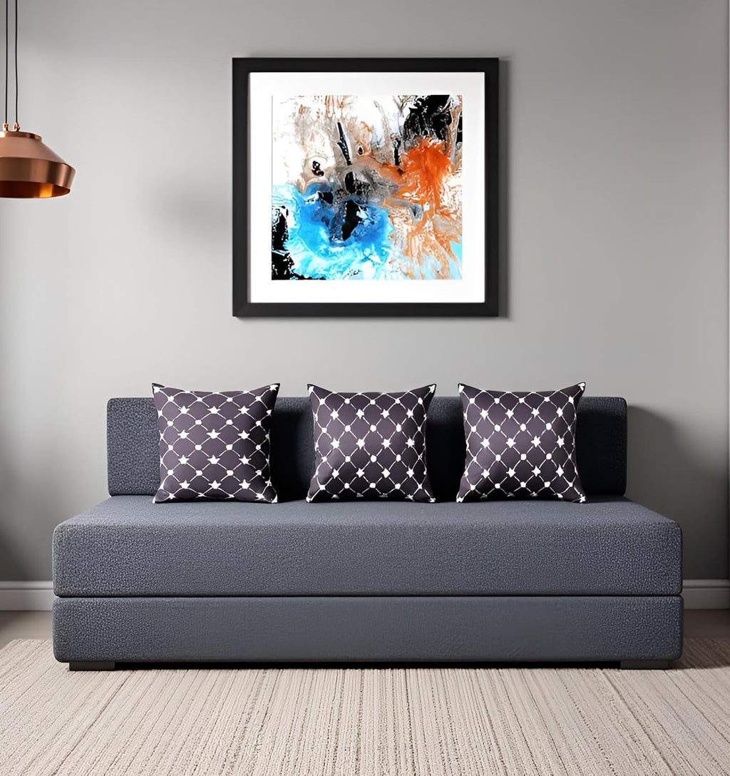 Sofa Cum Bed 3 Seater Jute Finish Fabric, Maroon (5X6) inches