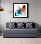 Sofa Cum Bed 3 Seater Jute Finish Fabric, Maroon (5X6) inches