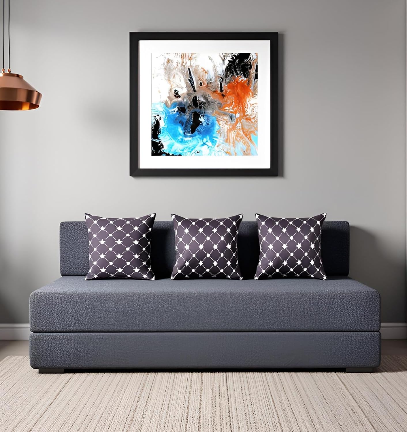 Sofa Cum Bed 3 Seater Jute Finish Fabric, Maroon (5X6) inches