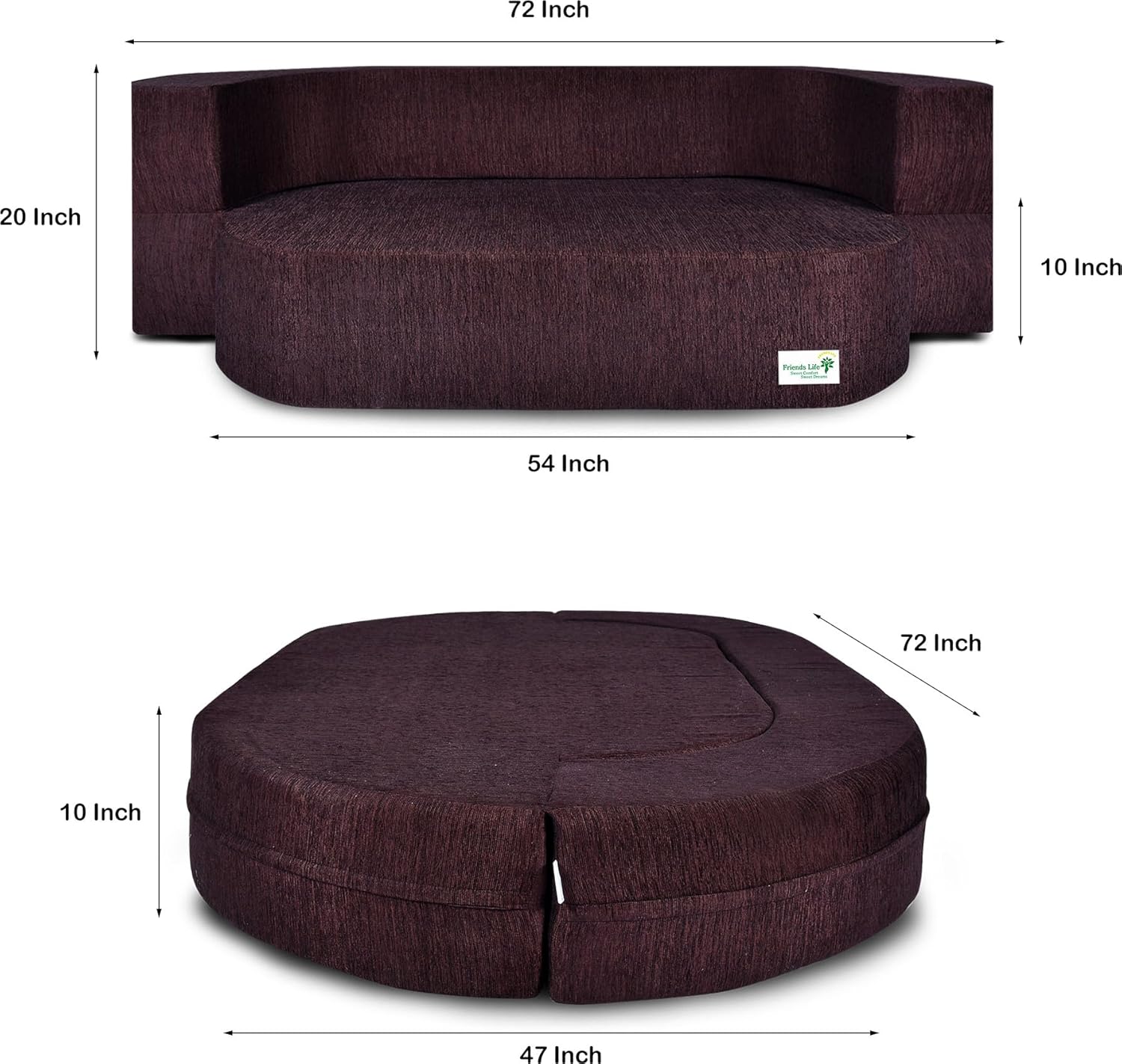 FRIENDS LIFE 3 Seater Fabric Sofa Cum Bed Jut Febric