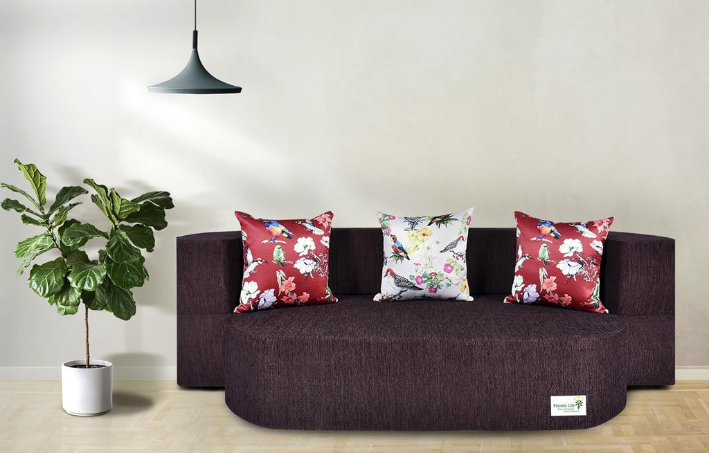 FRIENDS LIFE 3 Seater Fabric Sofa Cum Bed Jut Febric