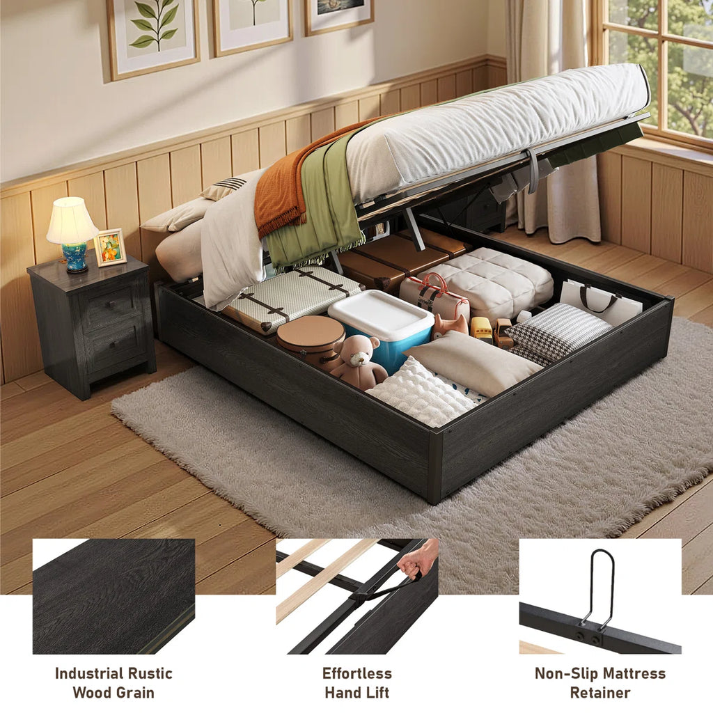 Shila Lift Up Storage Bed Black