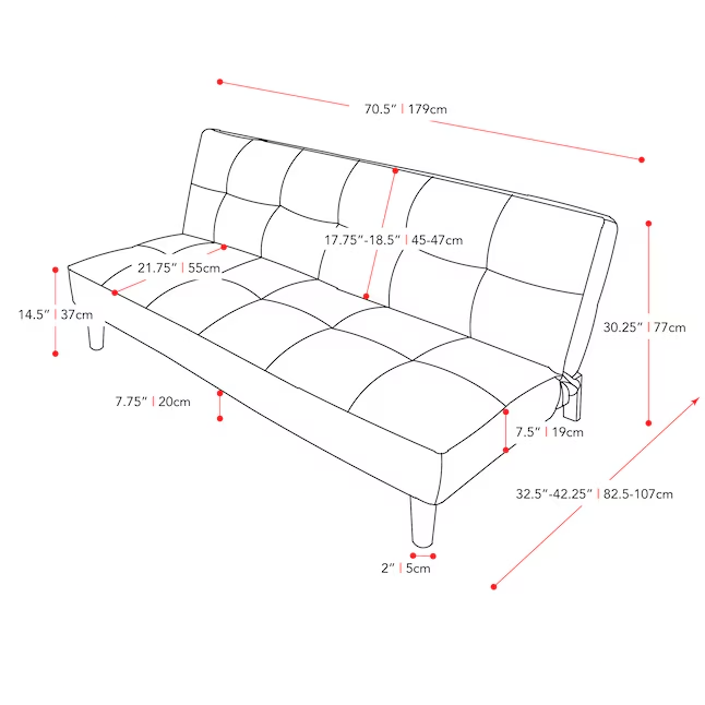 Cyrus Sofa Bed Contemporary Made of Luxurious High Density Foam Modern Polyester Twin Futon Sofa Bed Color - Beige