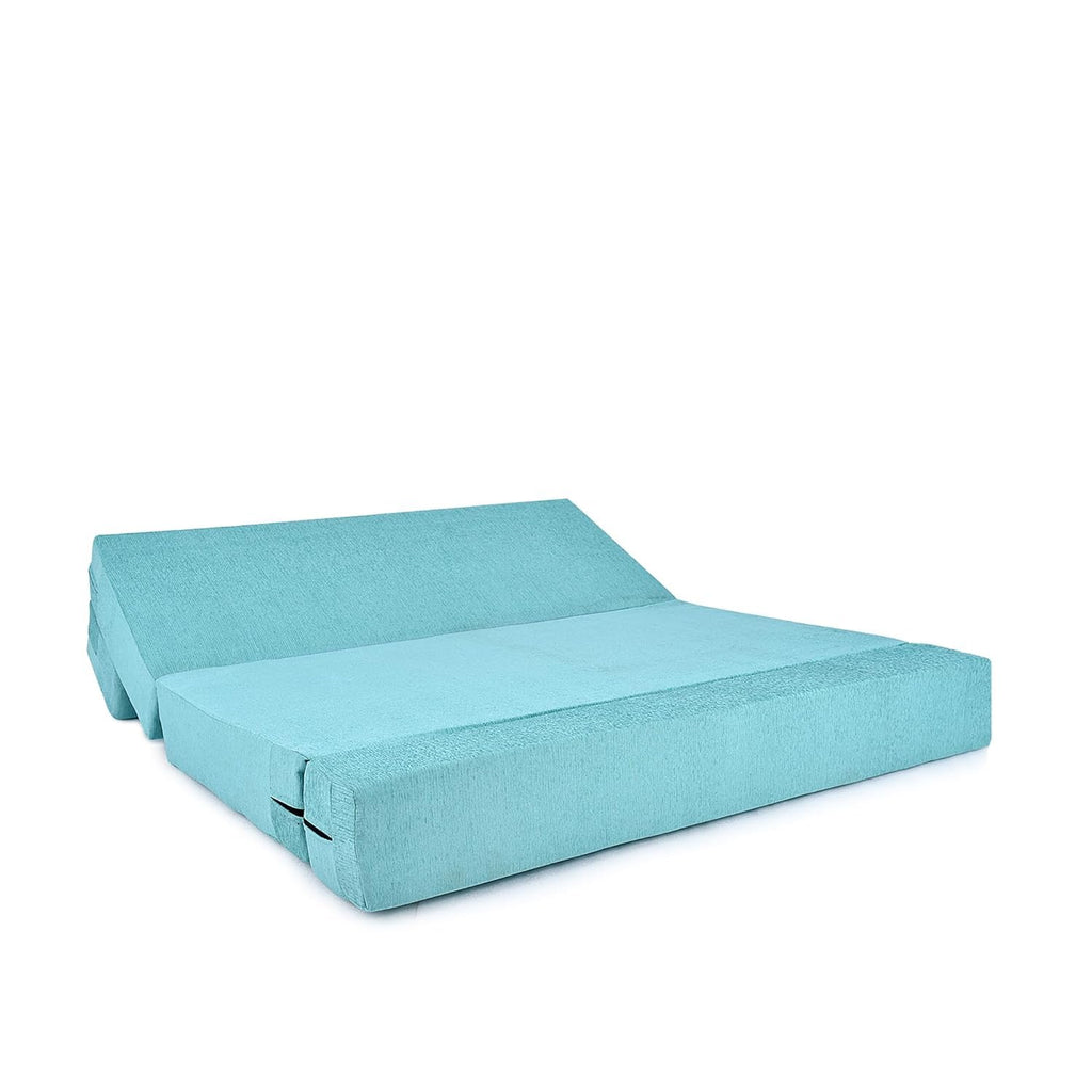 FRIENDS LIFE 5X6 Sofa Bed for 3 Person 3 Seater Double Fold Out Sofa Cum Bed Color -Sky Moshi Blue