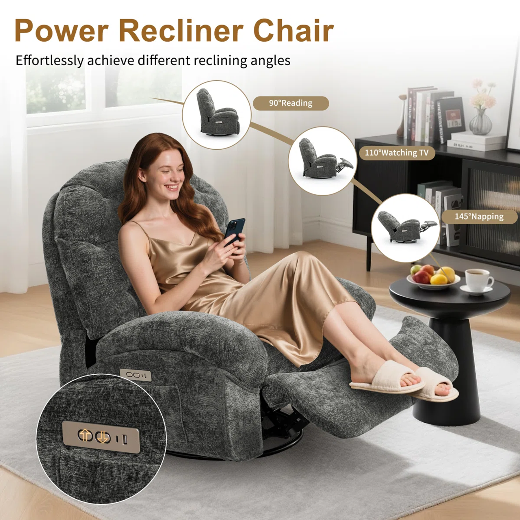 FRIENDS LIFE Recliner Sofa 1 Seater, Electric Recliner Chair,