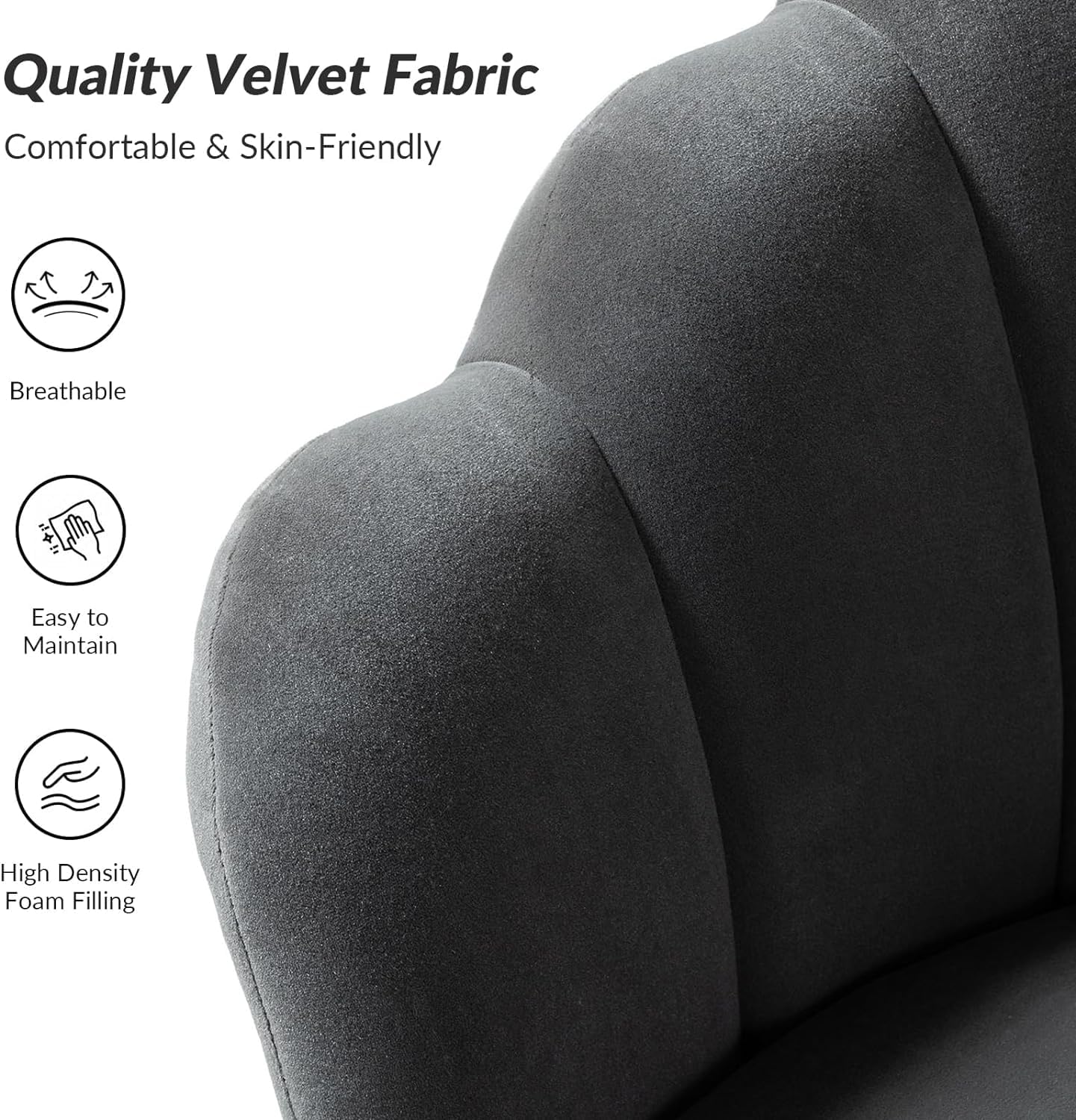 Barrel Chair with Golden Legs Armchair, Modern Sturdy Arm Chair Durable Upholstered Chair Wooden Armrest Chair for Living Room Bedroom Hotel Reading (Set of 2 Chairs (Grey)