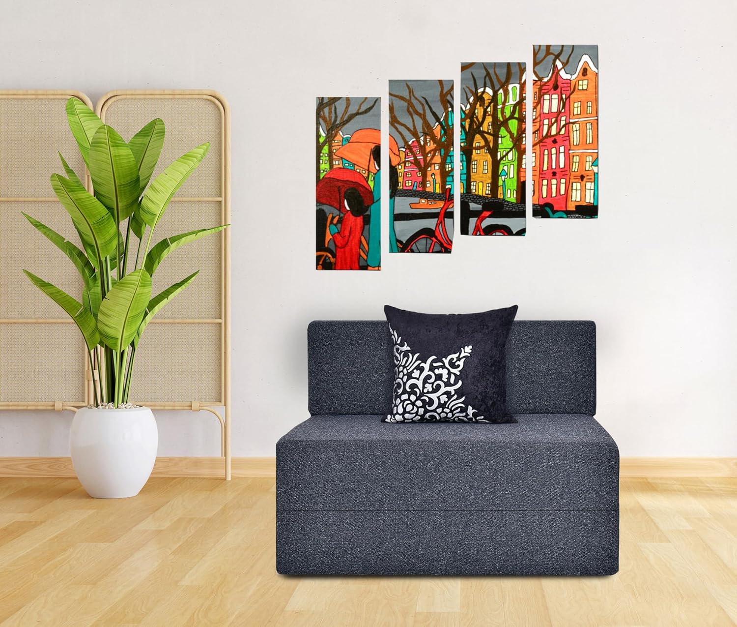 3X6 Comfort for All Sofa Cum Bed for 1 Person 1 Seater Double Fold Out Sofa Cum Bed with 1 Pillow -Jute Grey