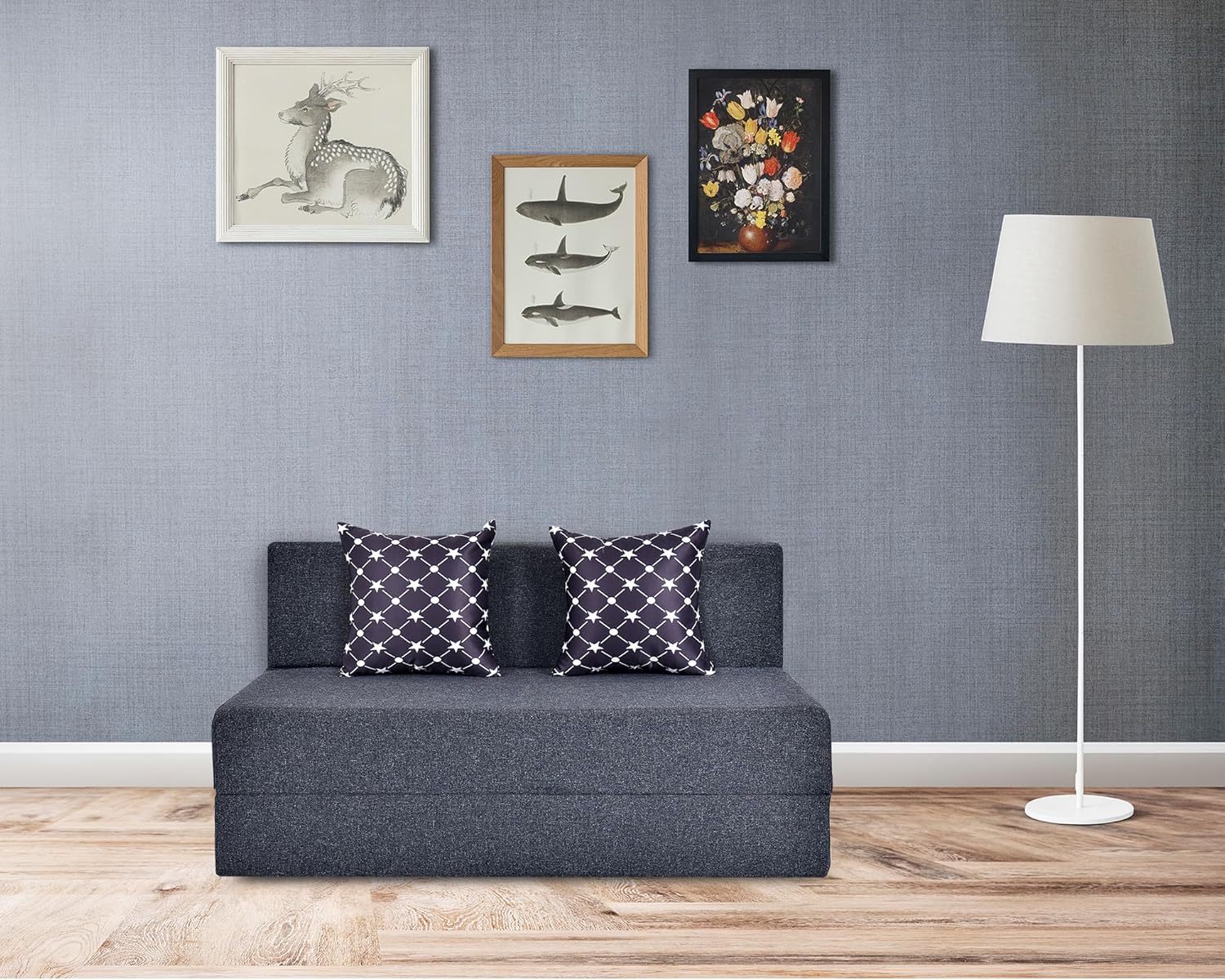 4X6 Comfort for All Sofa Cum Bed for 2 Person 2 Seater Double Fold Out Sofa Cum Bed with 3 Pillow Color -Jute Grey