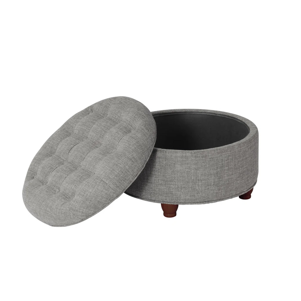 25" Wide Tufted Round Storage Ottoman
