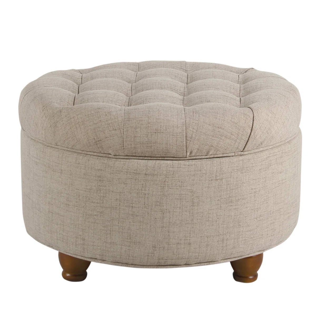 25" Wide Tufted Round Storage Ottoman