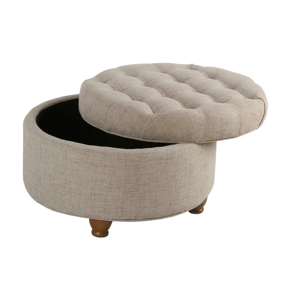 25" Wide Tufted Round Storage Ottoman