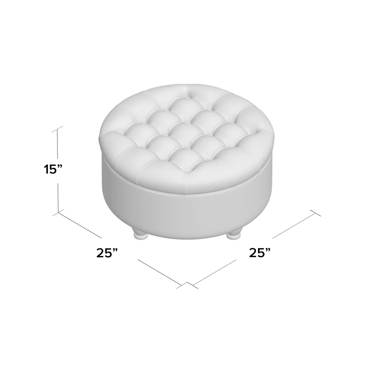 25" Wide Tufted Round Storage Ottoman