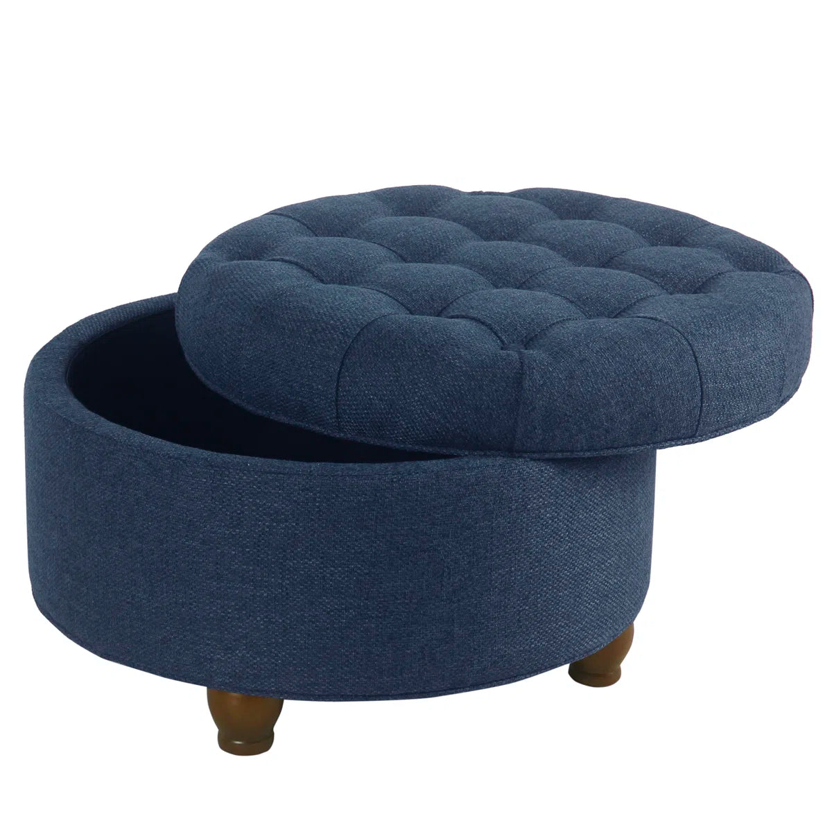 25" Wide Tufted Round Storage Ottoman