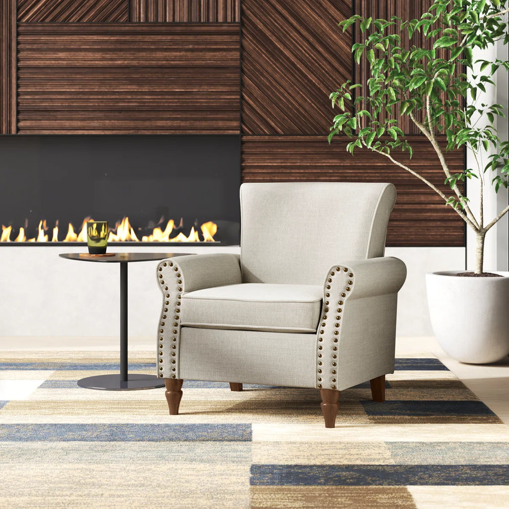 Upholstered Armchair with Solid Wood Legs